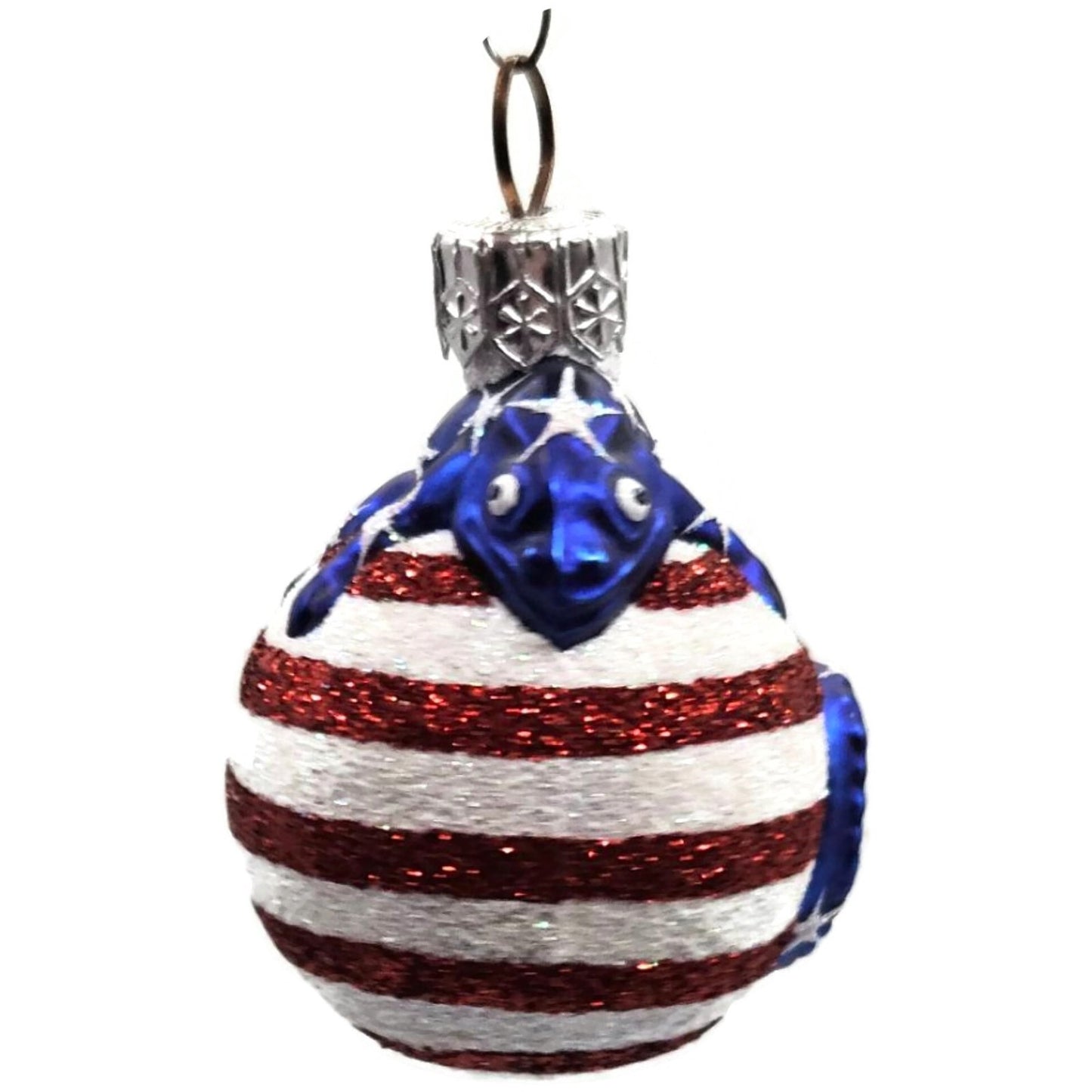 Patricia Breen Miniature Chameleon Striped Patriotic Blue Christmas Ornament