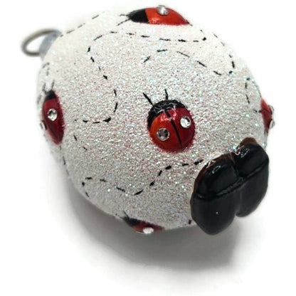 Patricia Breen Easter Egg Masquerade Ladybugs Pearl White Red Christmas Ornament