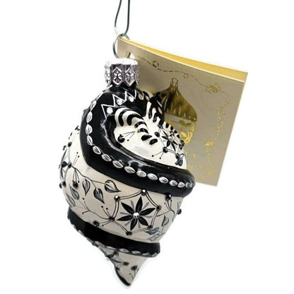 Patricia Breen Topping Chameleon Chinoiserie Black Christmas Tree Ornament CO