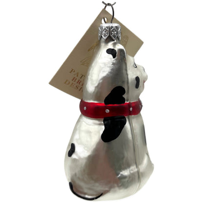 Patricia Breen Laughing Dog Sitting Pearl White Animal Christmas Tree Ornament