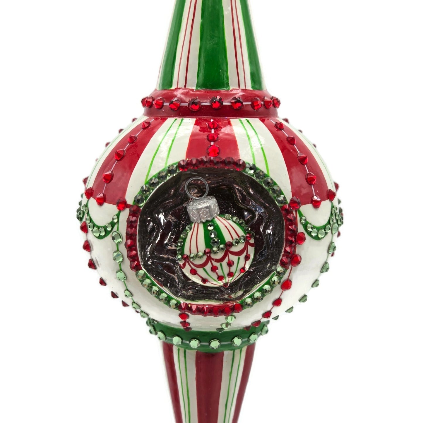 Patricia Breen Looking Glass Stripes and Swags Reflector Christmas Tree Ornament