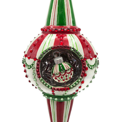 Patricia Breen Looking Glass Stripes and Swags Reflector Christmas Tree Ornament