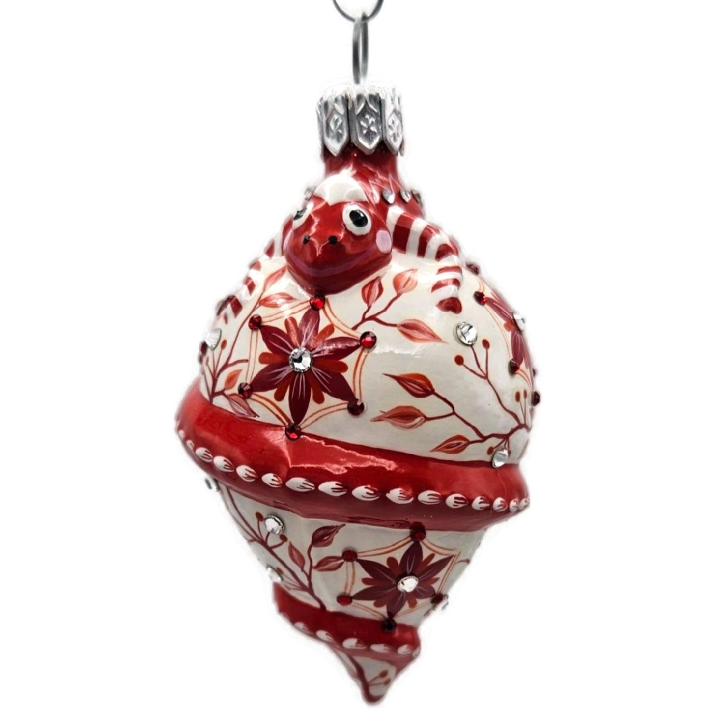 Patricia Breen Topping Chameleon Chinoiserie Red Spring Christmas Tree Ornament