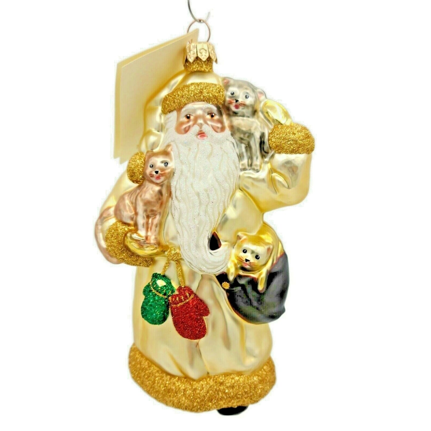 Patricia Breen Stanzis Kitten Gold Christmas Tree Ornament Hand Blown Glass CATZ