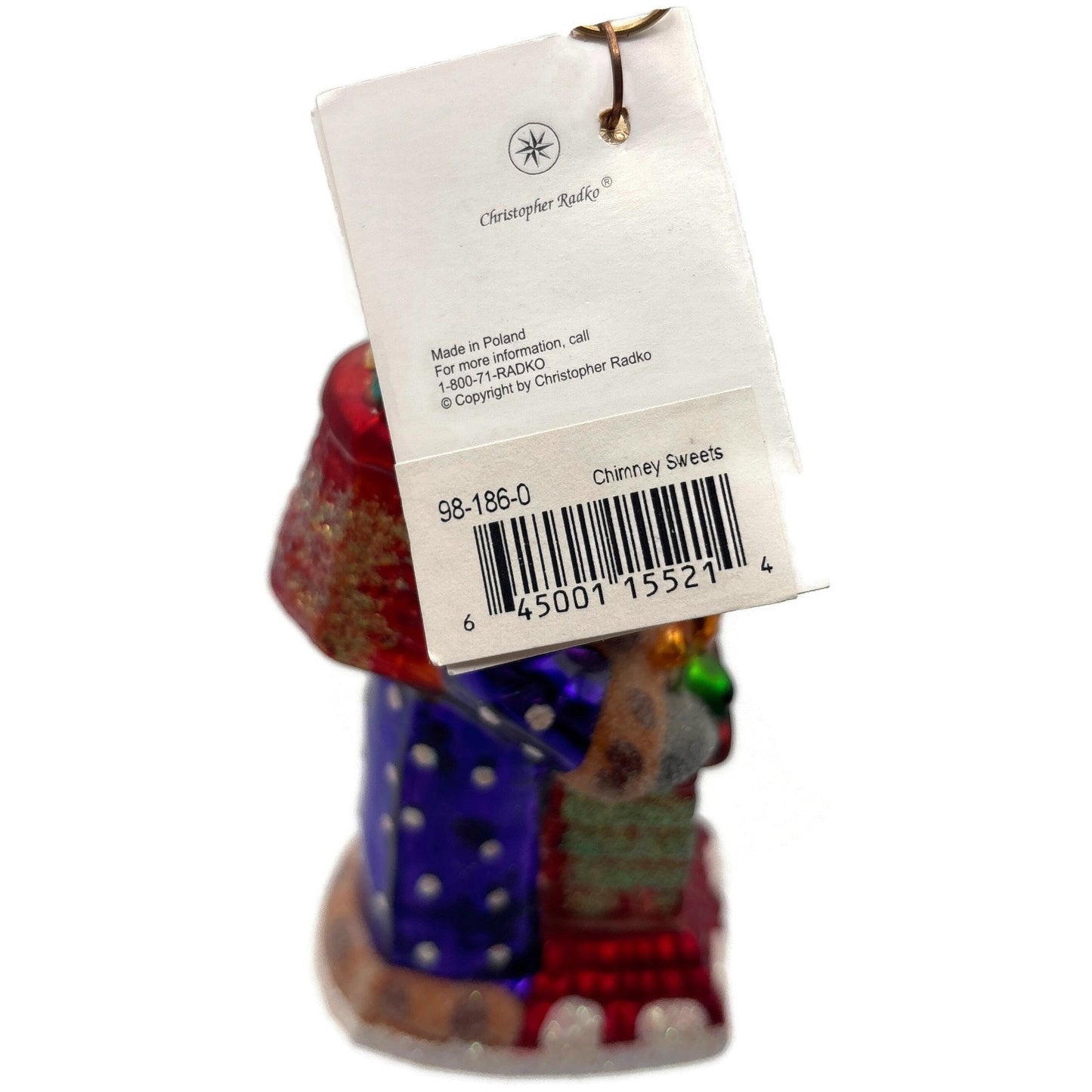 Christopher Radko Chimney Sweets Santa Snow Glass Christmas Ornament 98-186-0