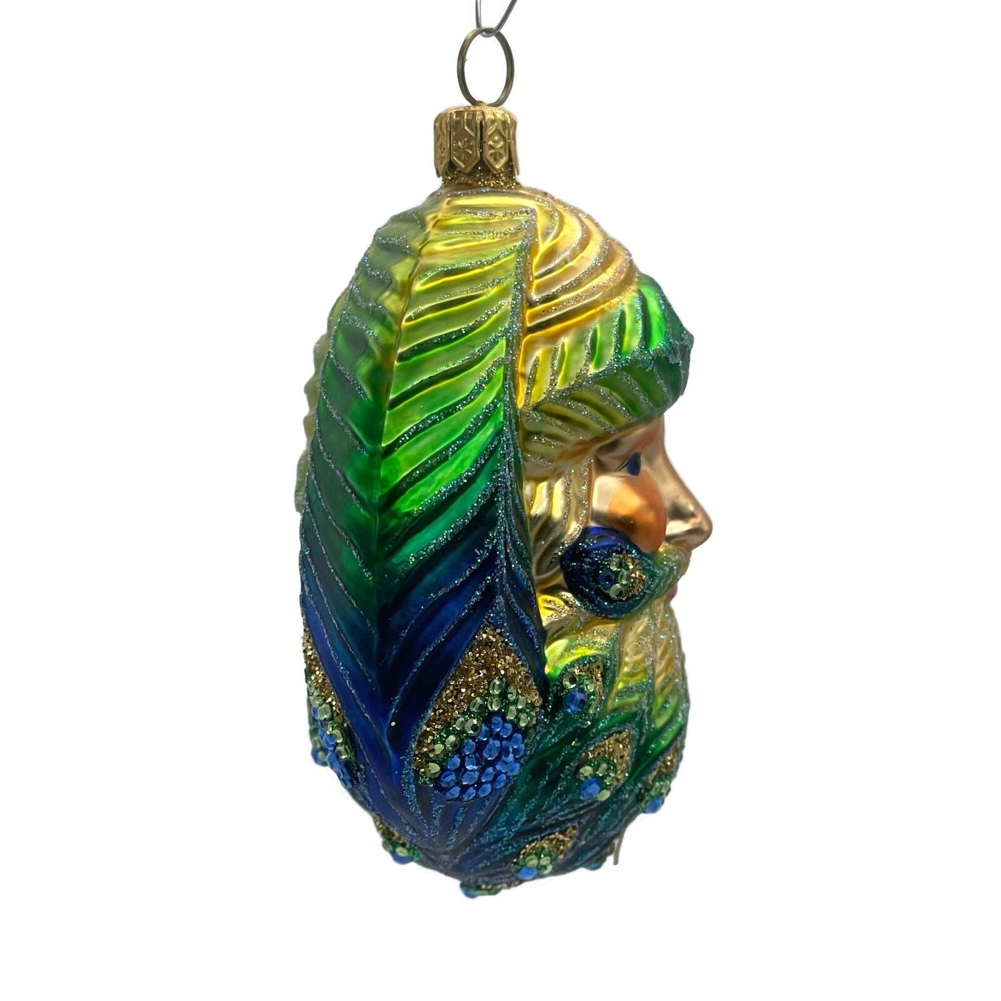 Patricia Breen Henrys Santa Claus Head Peacock Christmas Holiday Ornament