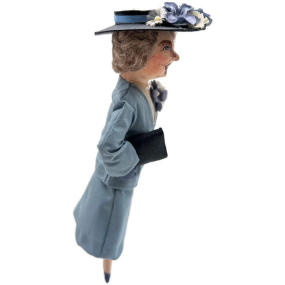 Gladys Boalt First Lady Eleanor Roosevelt Blue Fabric Christmas Ornament Signed