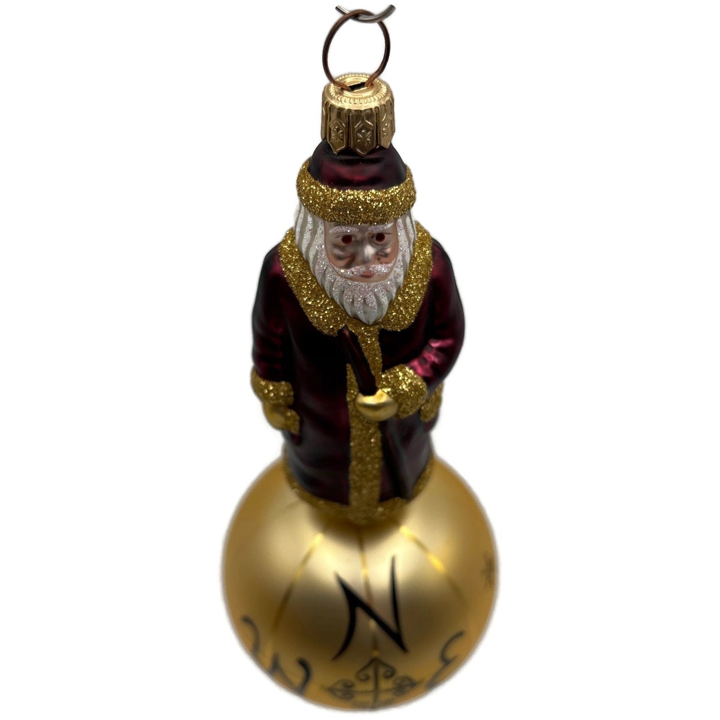 Patricia Breen Sojourning Santa Bordeaux Snowflakes Christmas Ornament Nieman