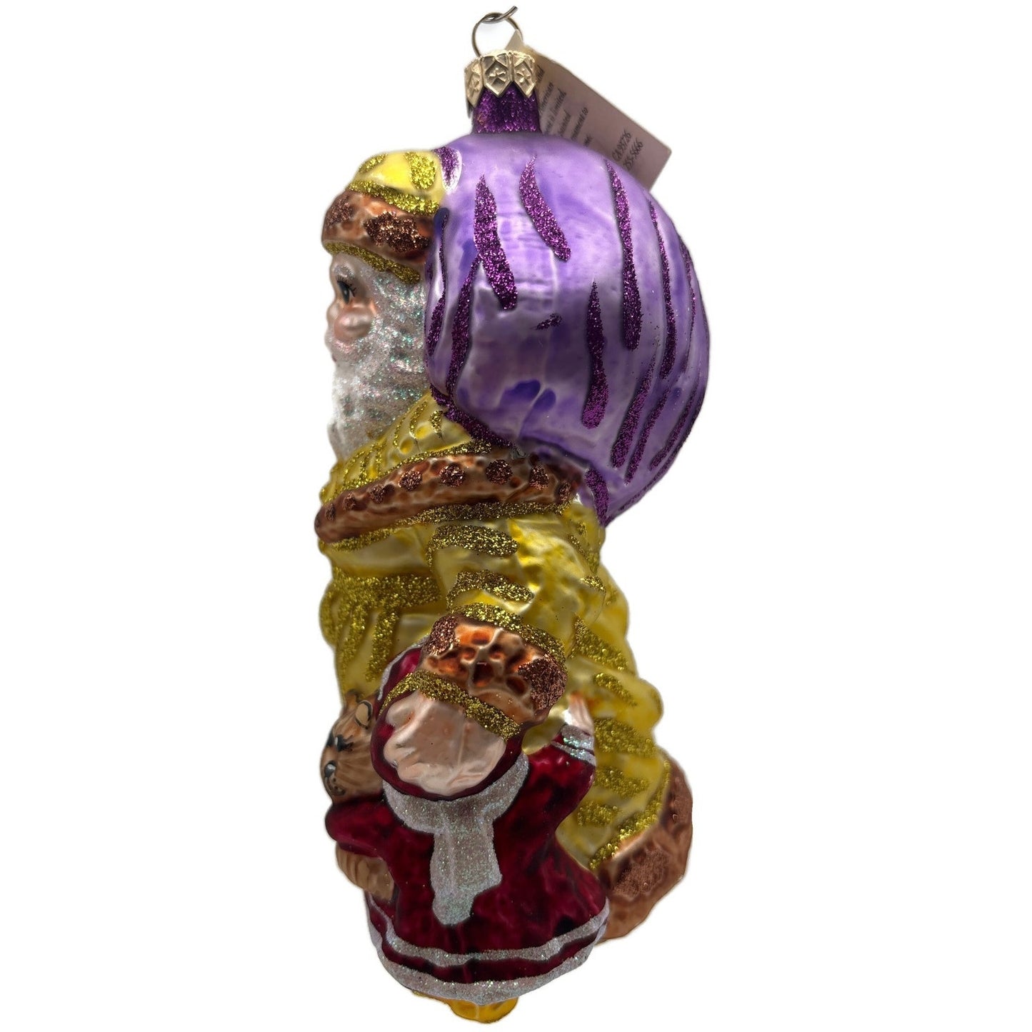 Larry Fraga Magical Santa Claus Yellow Glitter Series Christmas Tree Ornament