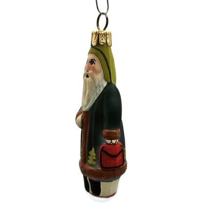 Vaillancourt Ornament Mini Green Father Christmas With Bag Folk Art Tree Decor