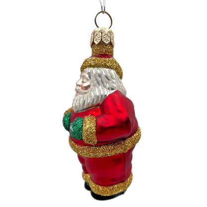 Patricia Breen Miniature Ho Ho Ho Red Gold Santa Claus Christmas Tree Ornament