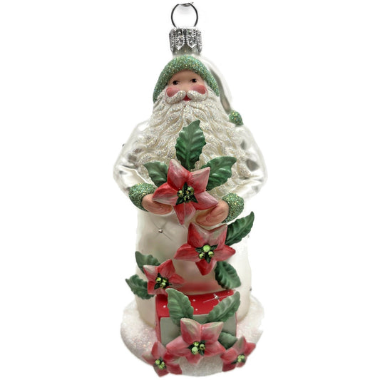 Patricia Breen Se Delecter Poinsettia Santa Claus Snowflakes Christmas Ornament