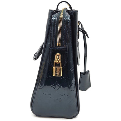 Louis Vuitton Melrose Avenue Monogram Vernis Bleu Nuit Bag Wallet Coin Pouch Set