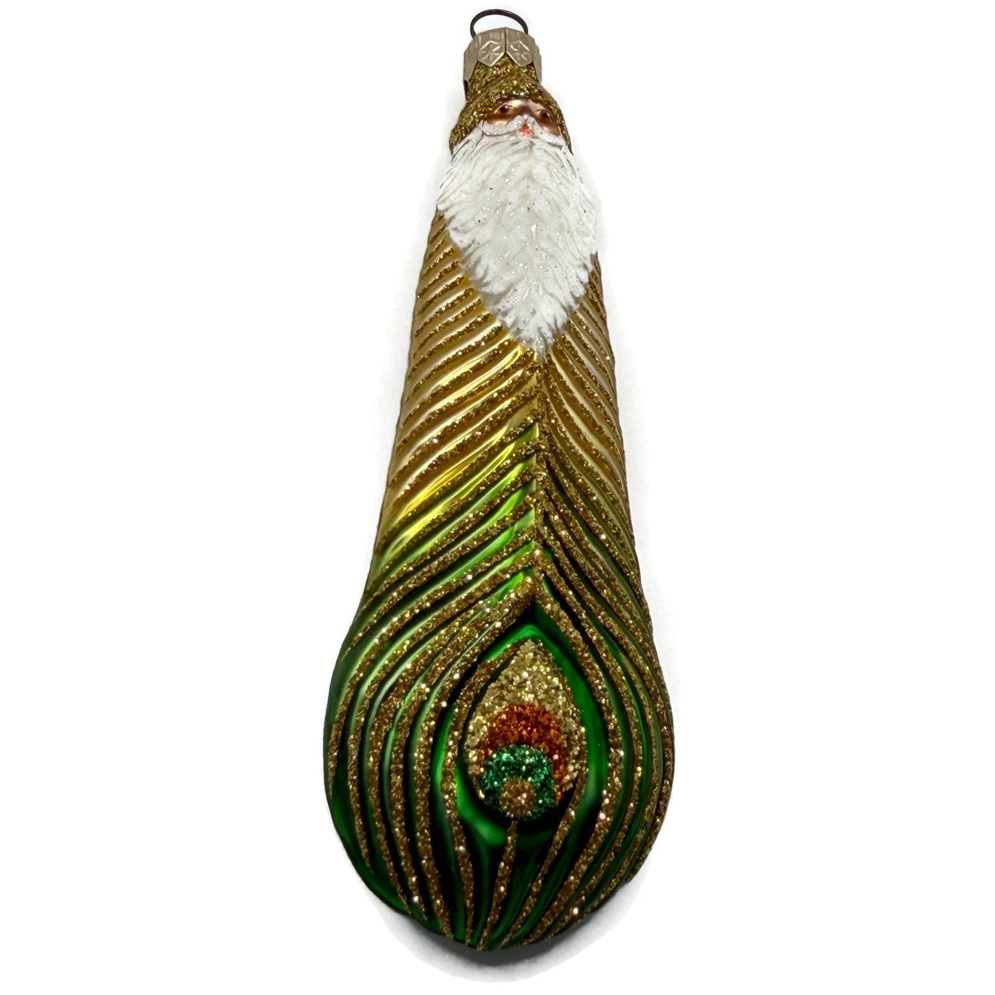 Patricia Breen Peacock Icicle Gold Green Santa Claus Christmas Tree Ornament
