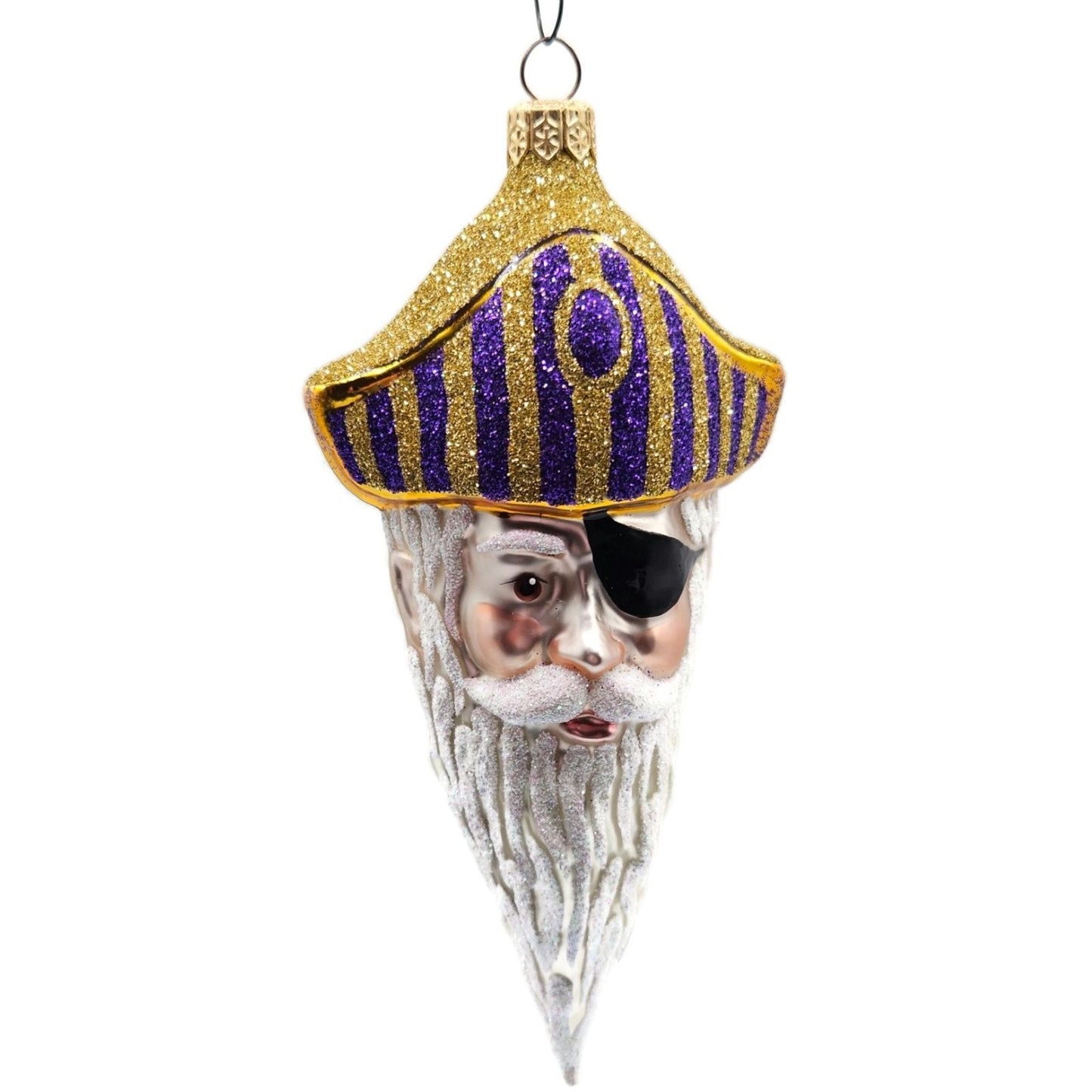 Patricia Breen Pirate Rex Gold Purple Striped Nautical Christmas Ornament OOAK