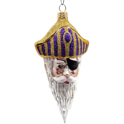 Patricia Breen Pirate Rex Gold Purple Striped Nautical Christmas Ornament OOAK