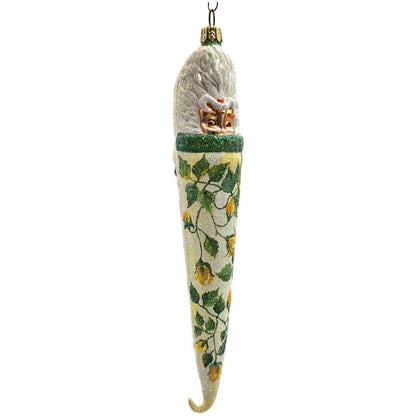 Patricia Breen Bowman Santa Yellow Roses Green Trim Spring Christmas Ornament