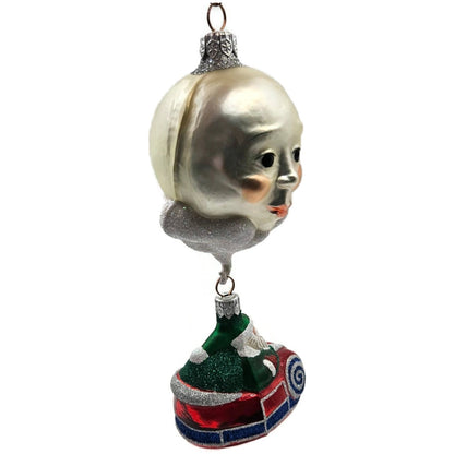 Patricia Breen Ornament Night Flight Santa Red Sleigh Pearl Moon Christmas Decor