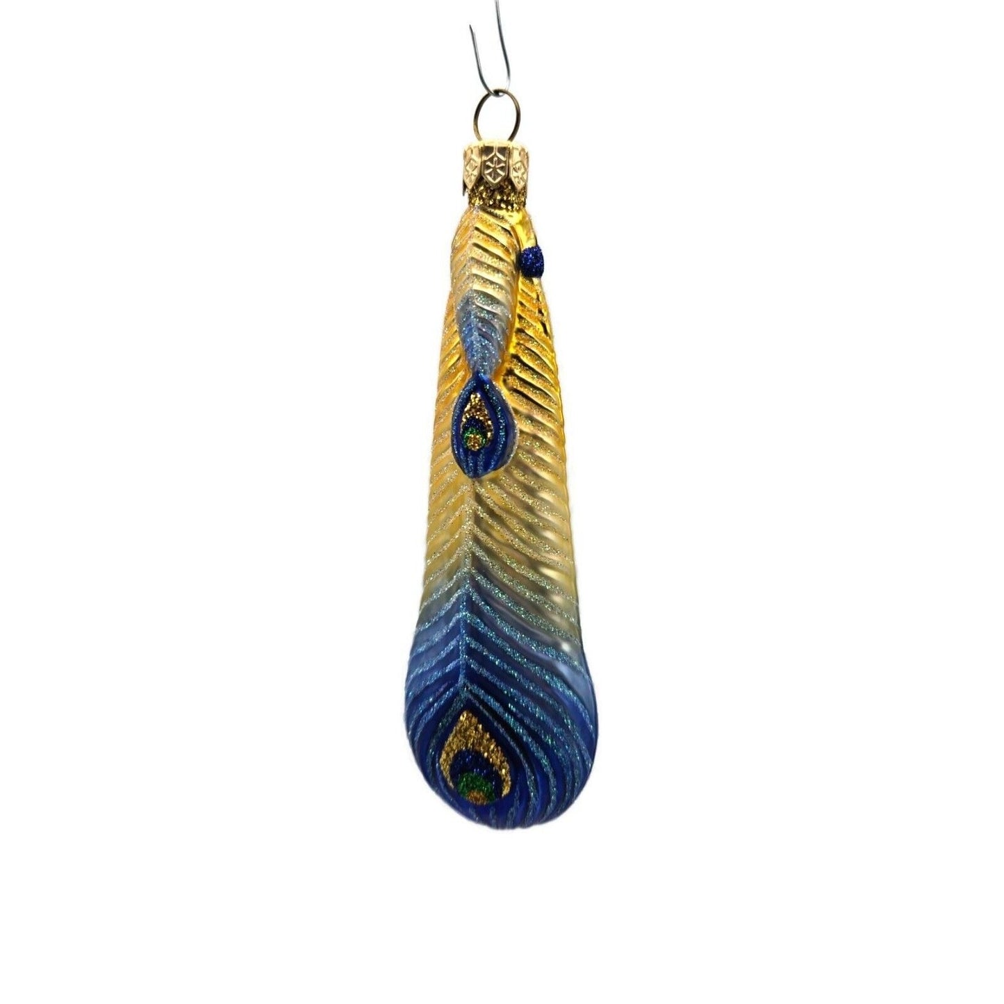 Patricia Breen Peacock Icicle Blue Gold Santa Claus Christmas Tree Ornament