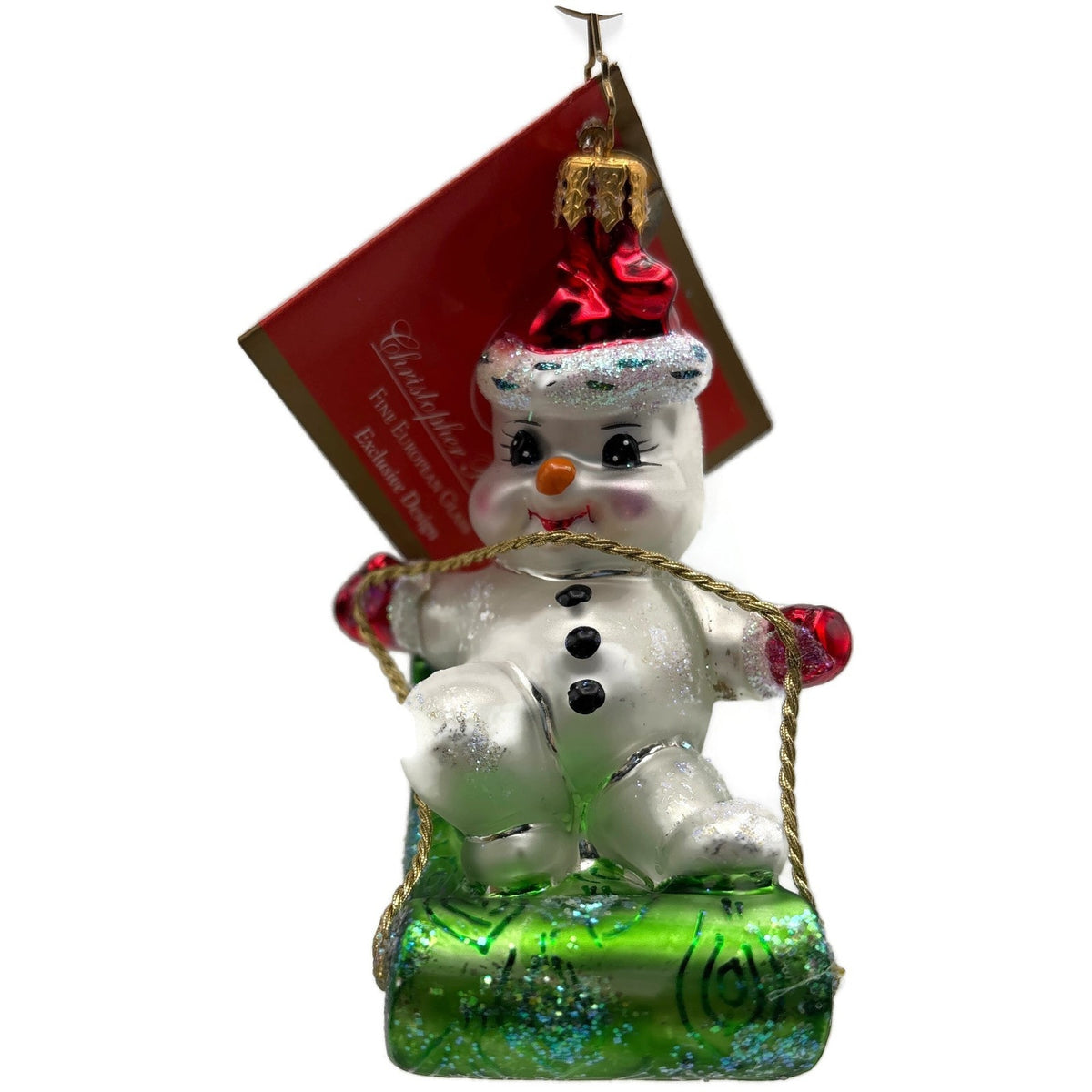 Christopher Radko Frosty Snow Scamp Snowman Glass Christmas Ornament 3011993
