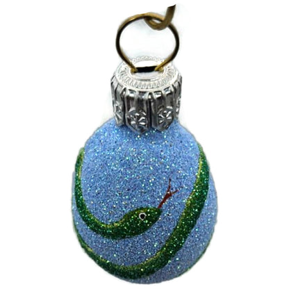 Patricia Breen Miniature Egg Snake Blue Easter Spring Glittered Ornament 2363