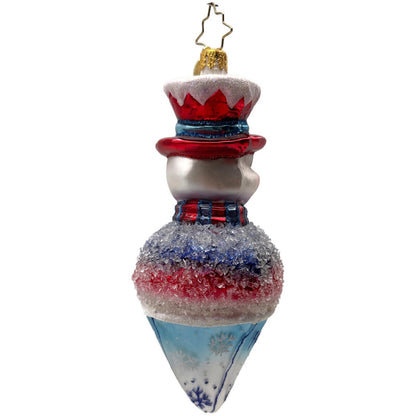 Christopher Radko Frosty Snowcone Snowman Glass Christmas Tree Ornament 1017249