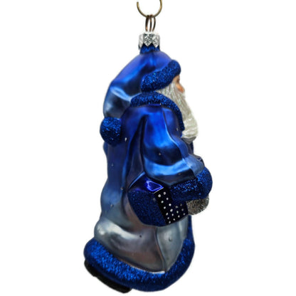 Patricia Breen City Santa Dawn Blue Silver Snowflakes Stars Christmas Ornament