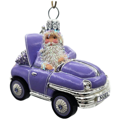 Patricia Breen En Route Santa Claus Car Lavender Purple Christmas Ornament CATZ