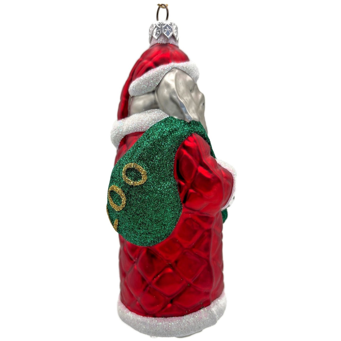 Patricia Breen Christmas at the Zoo Red Glittered Bag Elephant Santa Ornament