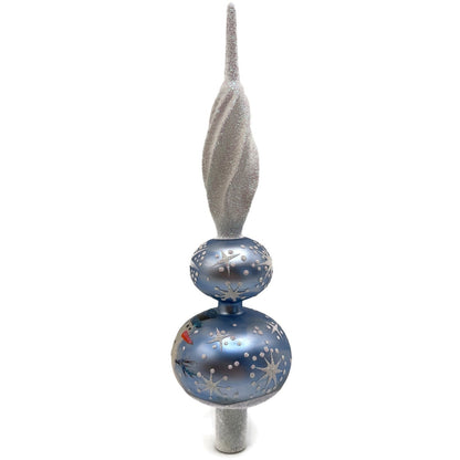 Patricia Breen Miniature Snowman Finial Blue Matte Snow Christmas Tree Topper