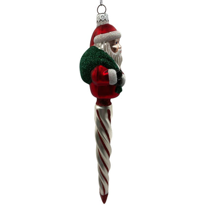 Patricia Breen Spiraling Santa Claus Red Stripes Icicle Christmas Tree Ornament