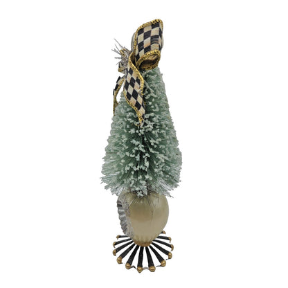 Mackenzie Childs Home Sweet Snow Bottle Brush Tree Mini Green Courtly Check Bow