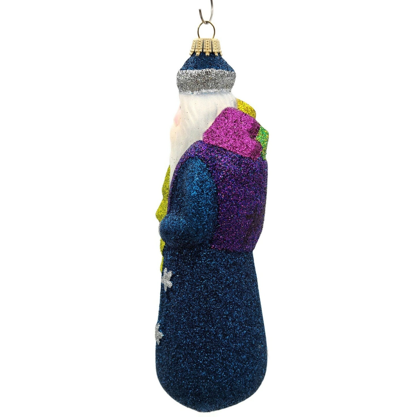 Larry Fraga Sapphire Santa Glitter Series Glittered Christmas Holiday Ornament