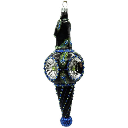Patricia Breen Willhite Santa Peacock Jeweled Reflector Christmas Ornament 3242