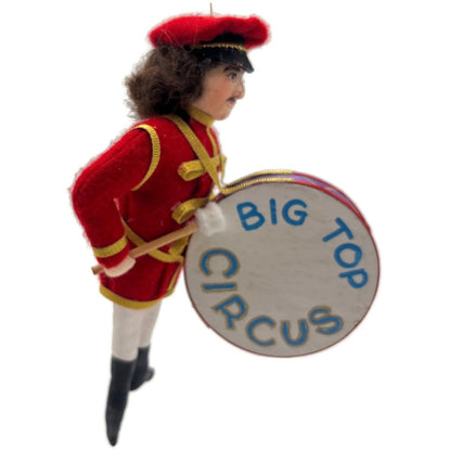 Gladys Boalt Big Top Circus Bass Drummer Red Fabric Christmas Ornament Signed