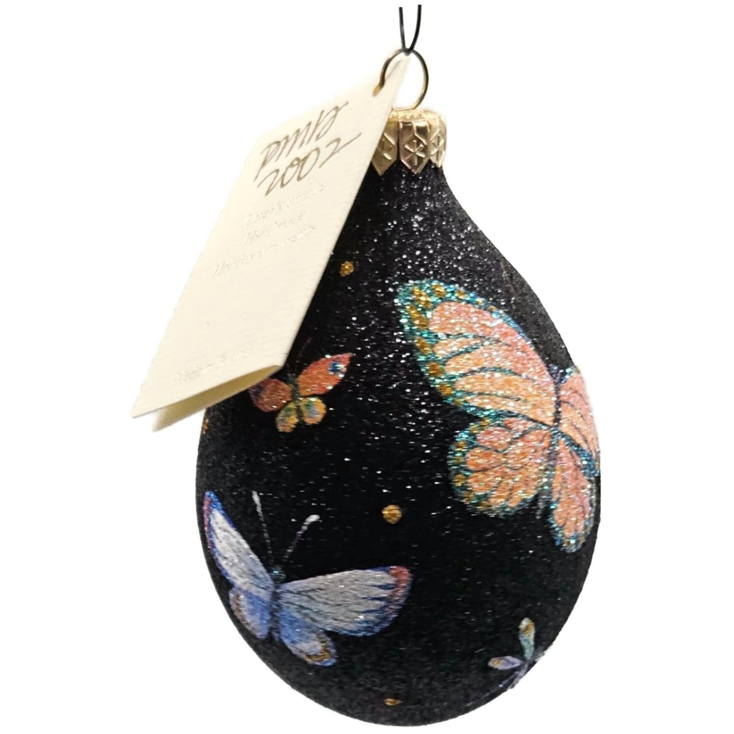 Patricia Breen Butterfly Black Egg Floral Dragonfly Spring Christmas Ornament