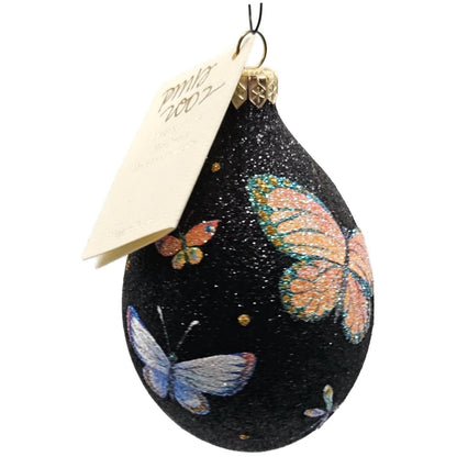 Patricia Breen Butterfly Black Egg Floral Dragonfly Spring Christmas Ornament