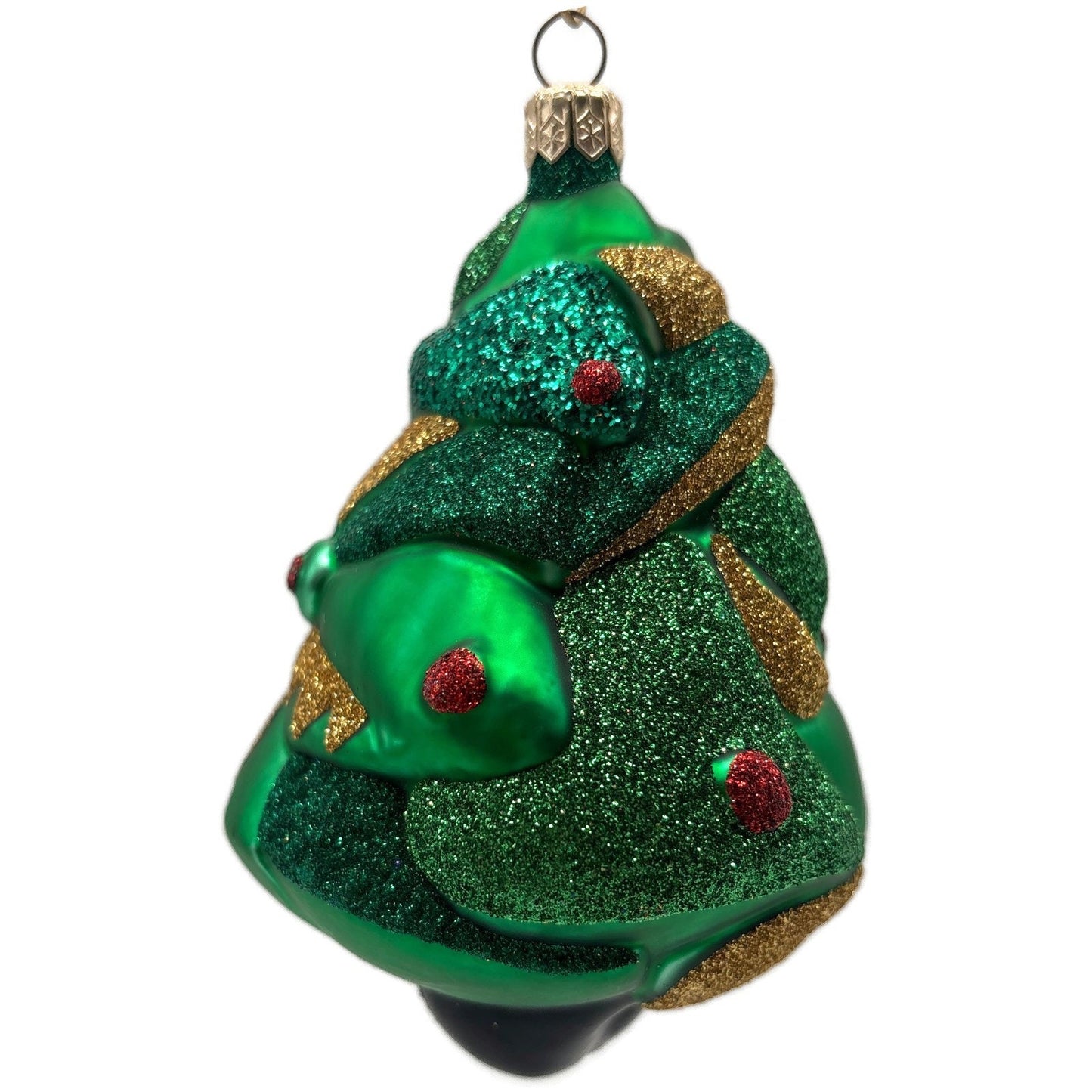 Patricia Breen Cubist Tree Green Red Gold Star Glittered Art Christmas Ornament