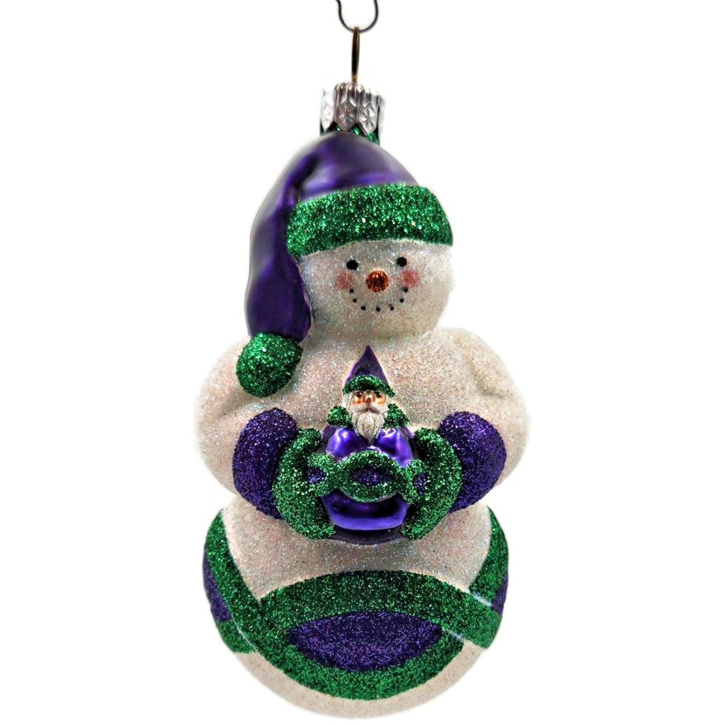 Patricia Breen Faberge Snowman Purple Green Winter Christmas Tree Ornament