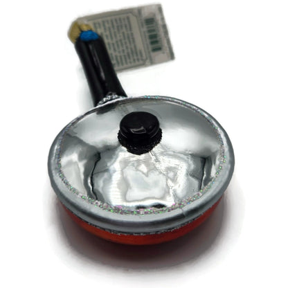Frying Pan Cookware Ornament Red Blown Glass Old World Christmas Holiday OWC