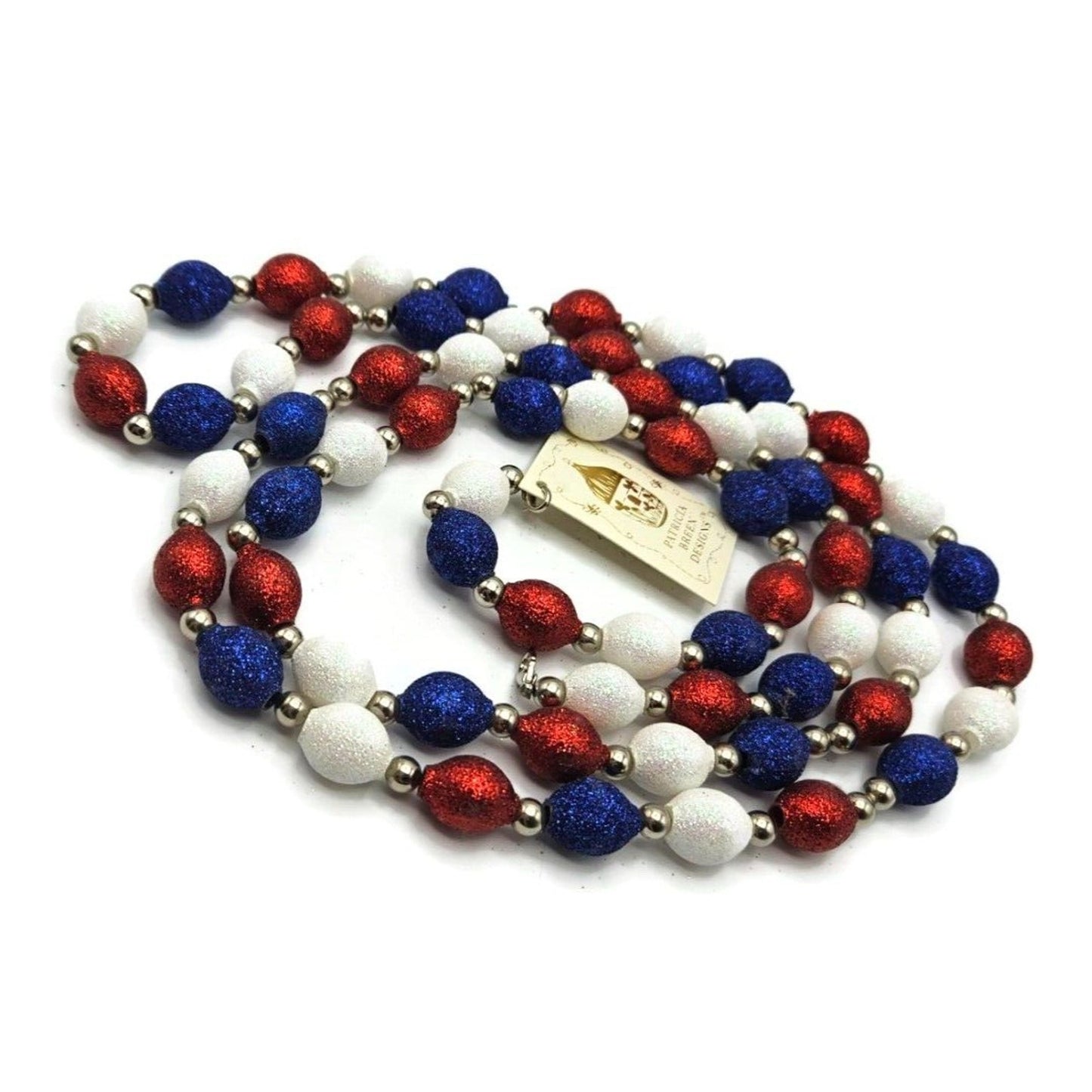 Patricia Breen Garland 2 Decorate Red White Blue Patriotic Christmas Bead Decor