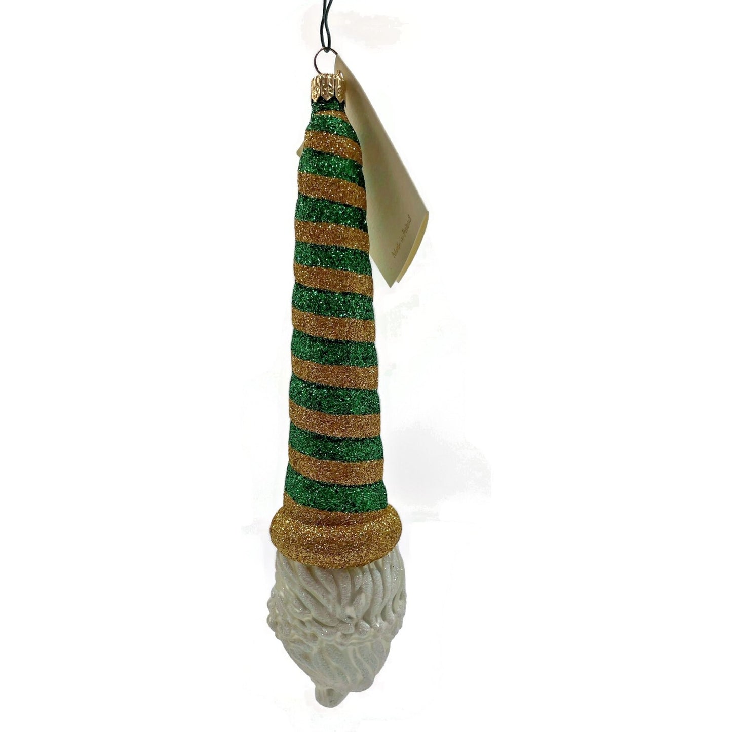 Patricia Breen Ornament Sucre Santa Green Gold Striped Christmas Holiday Tree