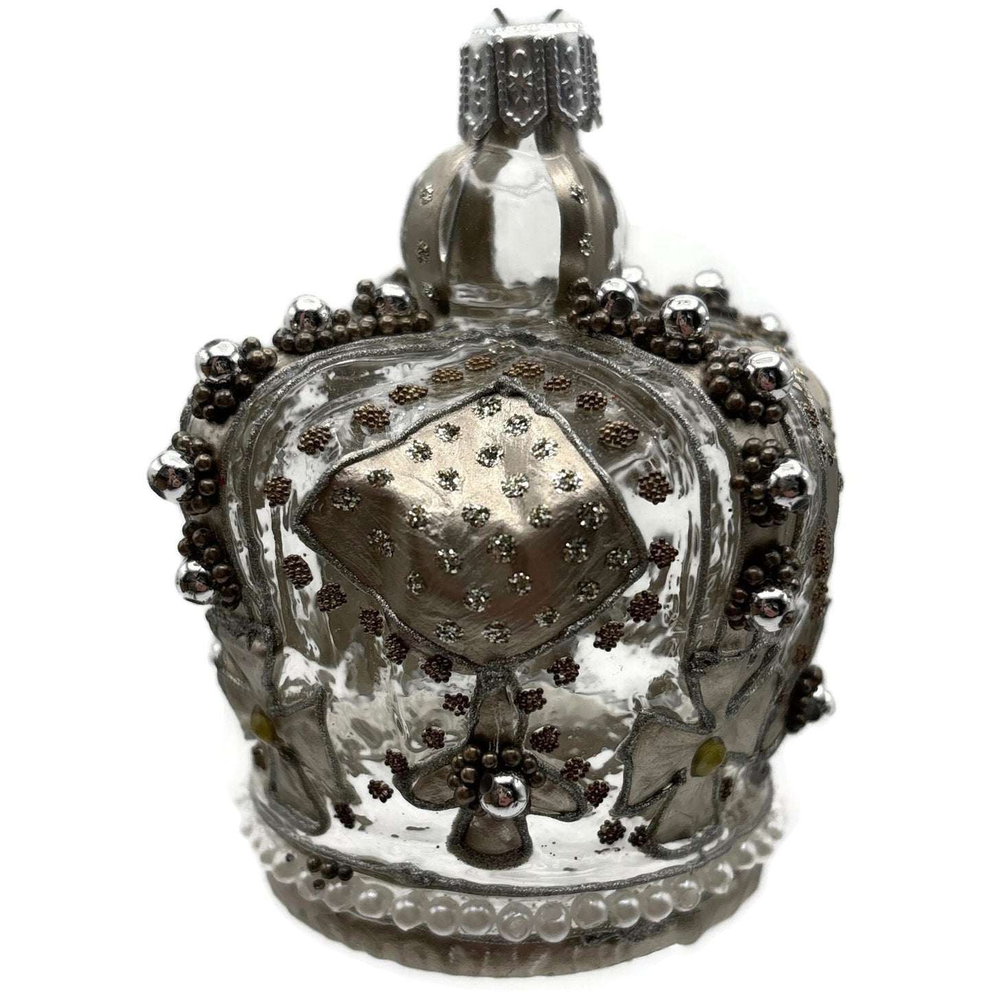 Nordstrom at Home Silver Jeweled Crown Hand Blown Glass Christmas Ornament