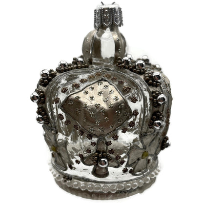 Nordstrom at Home Silver Jeweled Crown Hand Blown Glass Christmas Ornament