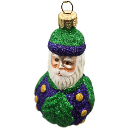 Patricia Breen Hollyberry Santa Purple Green Glass Christmas Ornament CATZ 9722