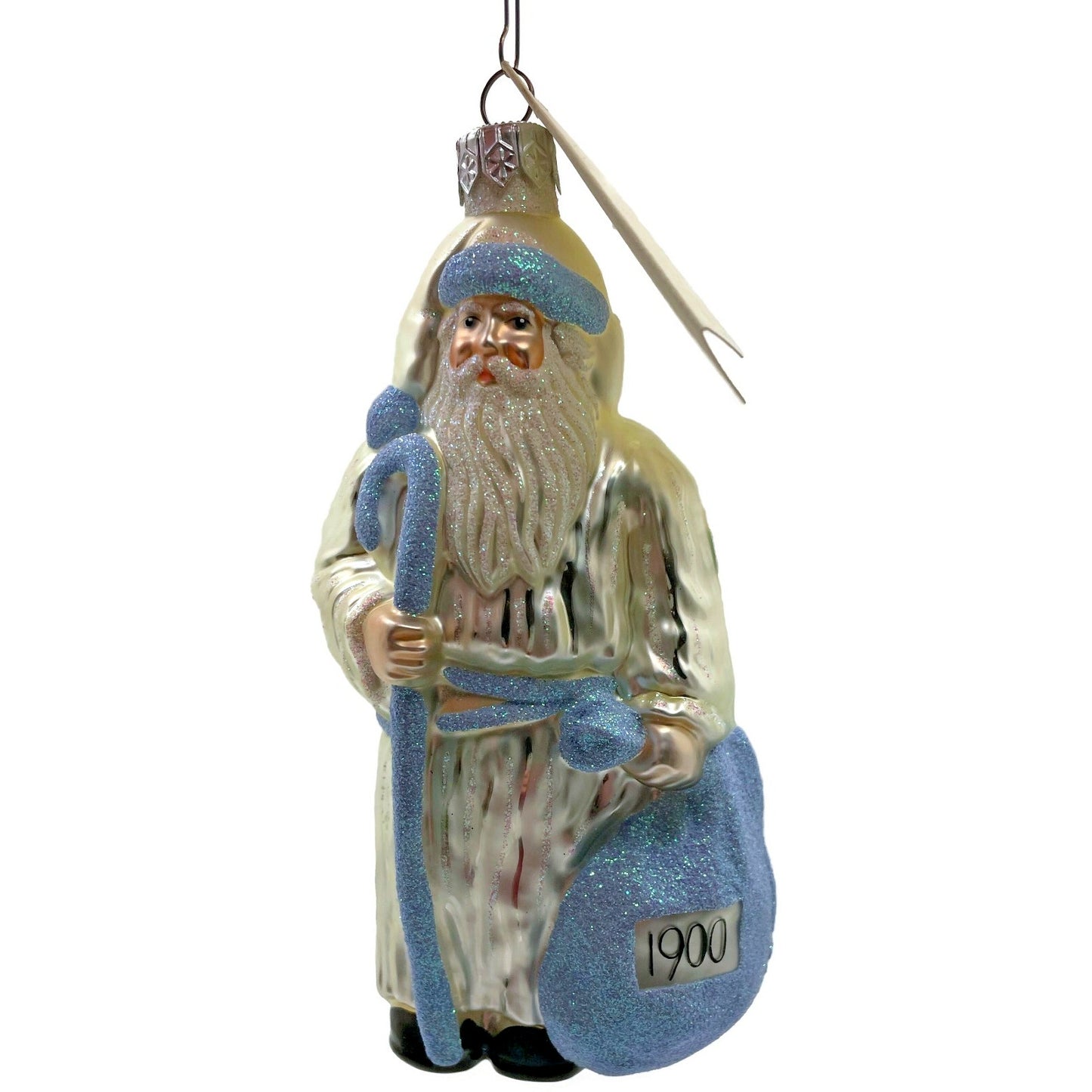 Patricia Breen Millennium Santa Claus Pearl Blue Two Sided Christmas Ornament