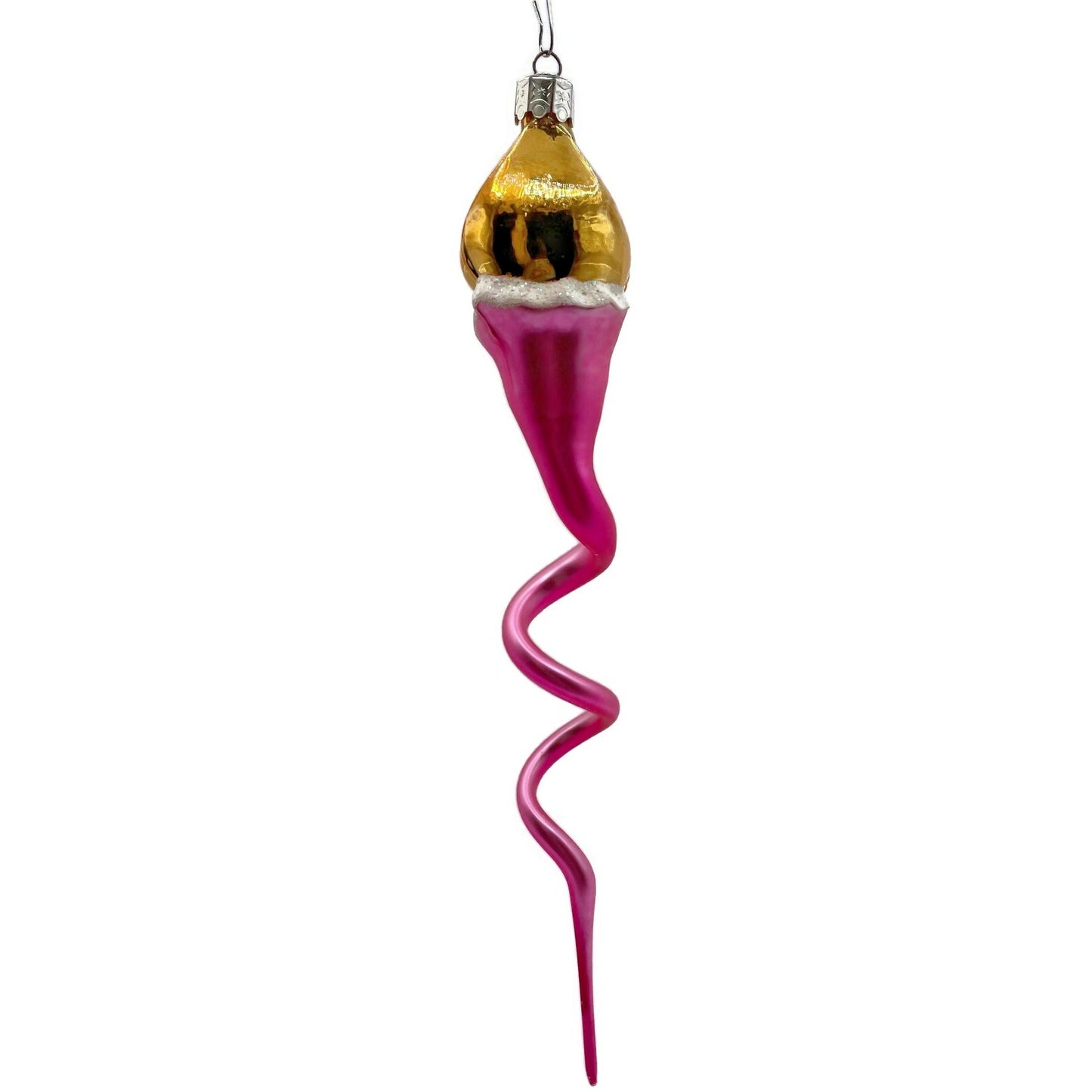 Christopher Radko Clown Snake Pink Gold Jester Spiral Twist Christmas Ornament