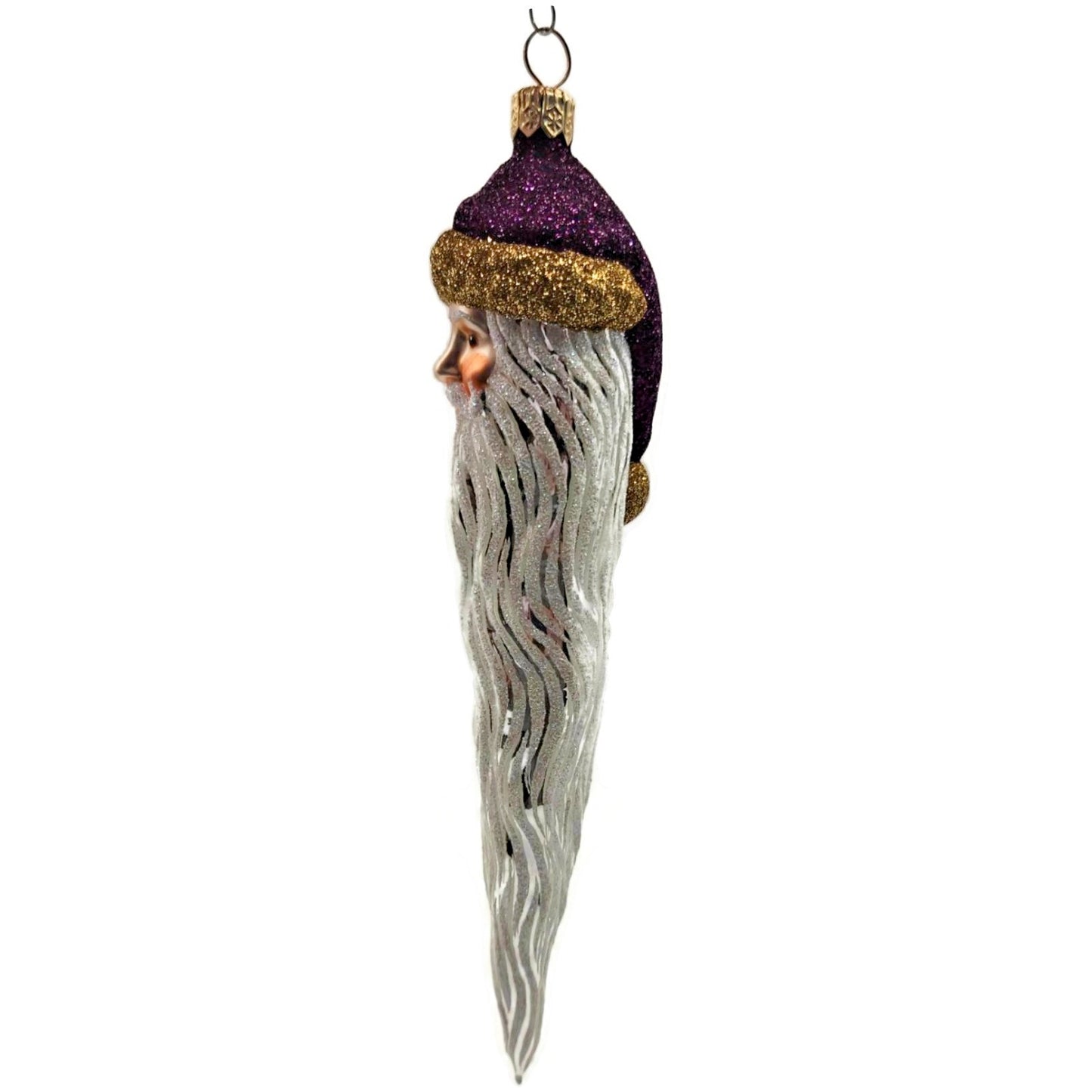 Patricia Breen Santa Icicle Beard Fuchsia Gold Hat Glittered Christmas Ornament