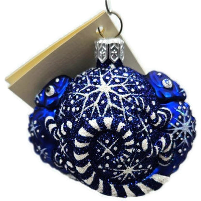 Patricia Breen For James Twice Snowflakes Cobalt Blue Chameleon Ornament 2581