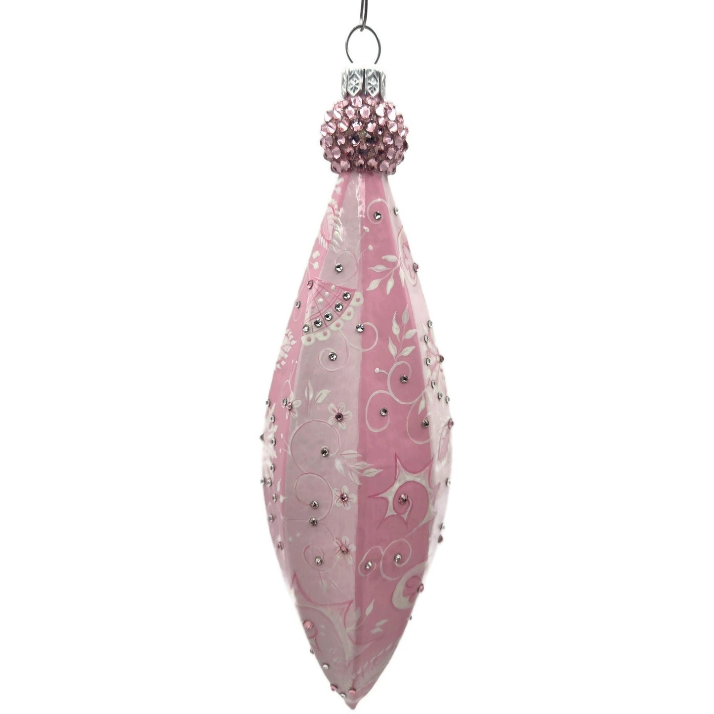 Patricia Breen Vesica Piscus Chinoiserie Pink White Christmas Tree Ornament CATZ